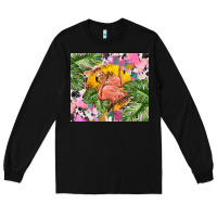 Black flamingo with leopard Long Sleeve Tee - TumblerDesignByShophia