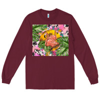 Burgundy flamingo with leopard Long Sleeve Tee - TumblerDesignByShophia