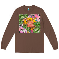Chestnut flamingo with leopard Long Sleeve Tee - TumblerDesignByShophia