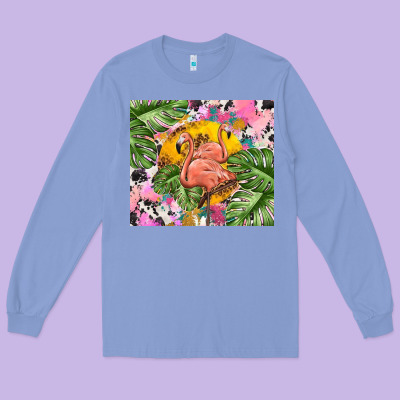 Flamingo With Leopard Long Sleeve Tee Designed By Tumblerdesignbyshophia