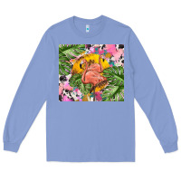 Colony Blue flamingo with leopard Long Sleeve Tee - TumblerDesignByShophia