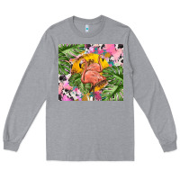Heather Grey flamingo with leopard Long Sleeve Tee - TumblerDesignByShophia