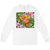 White flamingo with leopard Long Sleeve Tee - TumblerDesignByShophia