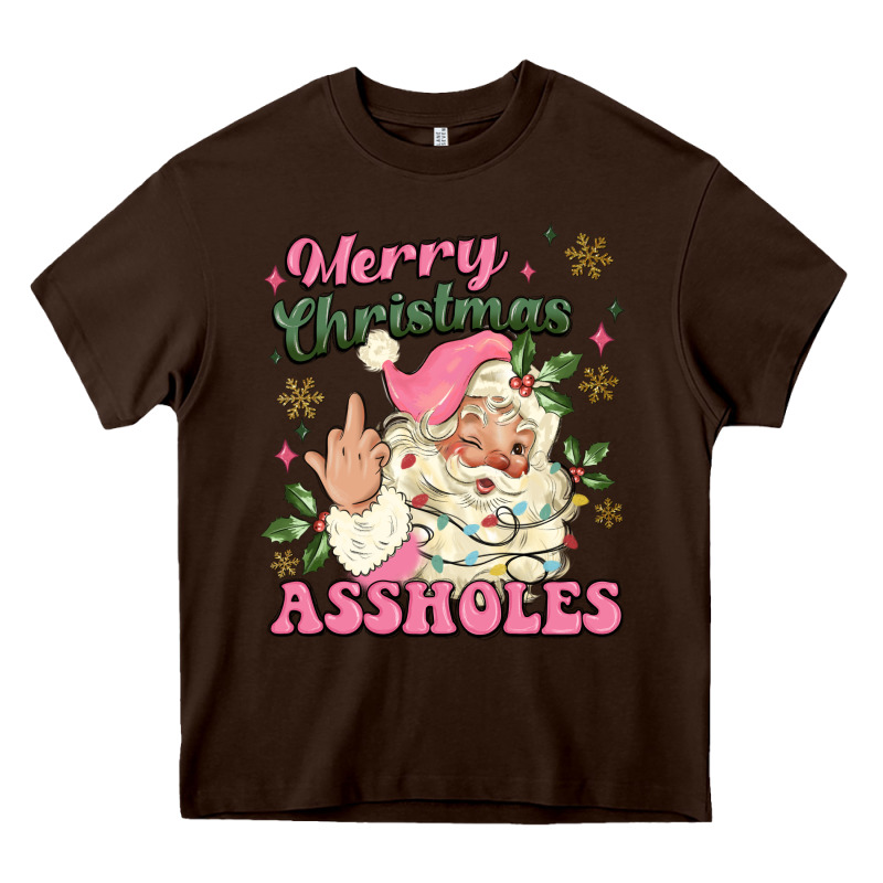 Merry Christmas Assholes Heavy Core Tee by MaliasSmallBusiness | Teevron