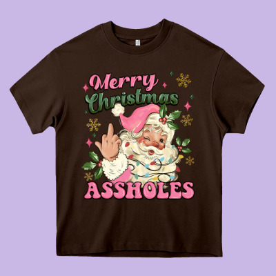 Merry Christmas Assholes Heavy Core Tee Designed By Maliassmallbusiness