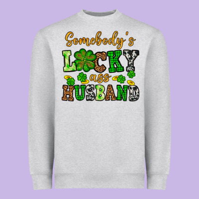 St. Patrick's Somebody's Lucky As Husband Heavyweight Sweatshirt Designed By Oliviacreatesart