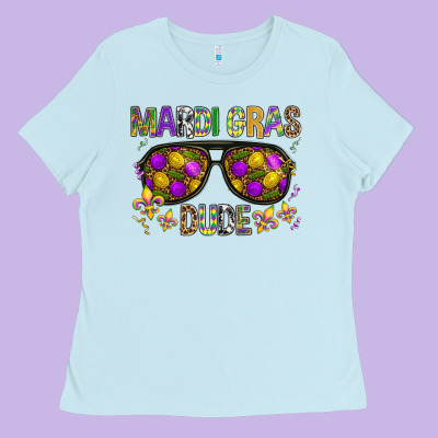 Mardi Gras Dude Ladies Tee Designed By Bundleandbundleshop