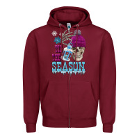 Burgundy tis the season winter skull Zipper Hoodie - FaDigitalArtStudio