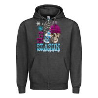 Charcoal Heather tis the season winter skull Zipper Hoodie - FaDigitalArtStudio