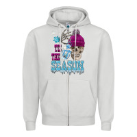 Dove Grey tis the season winter skull Zipper Hoodie - FaDigitalArtStudio