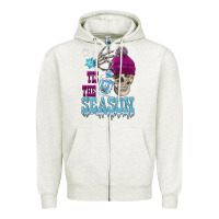 Oatmeal Heather tis the season winter skull Zipper Hoodie - FaDigitalArtStudio