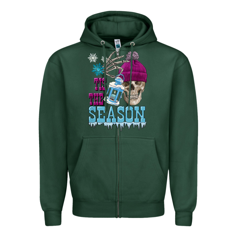 Tis The Season Winter Skull Zipper Hoodie by FaDigitalArtStudio | Teevron