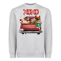 Heather Grey Valentine's Day Truck Farm Animals Cupid XOXO Heavyweight Sweatshirt - FaDigitalArtStudio