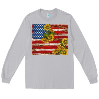 Moon Dust American flag sunflowers with leopard Long Sleeve Tee - TumblerDesignByShophia