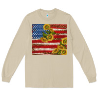 Mushroom American flag sunflowers with leopard Long Sleeve Tee - TumblerDesignByShophia