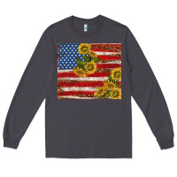 Smoke American flag sunflowers with leopard Long Sleeve Tee - TumblerDesignByShophia