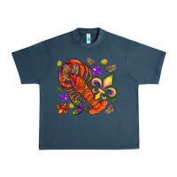 Midnight Navy Crawfish and fleur de lis Urban Heavy Tee - NancyCooperArtShop