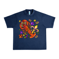 Navy Crawfish and fleur de lis Urban Heavy Tee - NancyCooperArtShop
