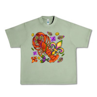 Oil Green Crawfish and fleur de lis Urban Heavy Tee - NancyCooperArtShop