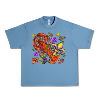 Pebble Blue Crawfish and fleur de lis Urban Heavy Tee - NancyCooperArtShop