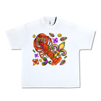 White Crawfish and fleur de lis Urban Heavy Tee - NancyCooperArtShop
