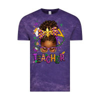 Cloud Purple mardi gras teacher afro messy bun Vintage Tee - texasbilliewilder