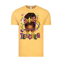 Vintage Mustard mardi gras teacher afro messy bun Vintage Tee - texasbilliewilder