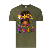 Vintage Olive mardi gras teacher afro messy bun Vintage Tee - texasbilliewilder