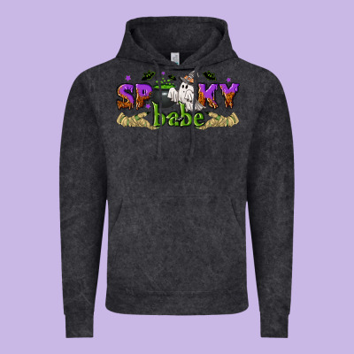 Spooky Babe Halloween Vintage Hoodie Designed By Nancycooperartshop