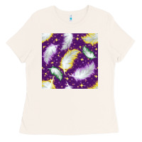 Bone Mardi Gras Feathers seamless pattern Ladies Tee - BundleAndBundleShop
