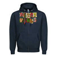 Navy Merry Vibes Zipper Hoodie - FaDigitalArtStudio