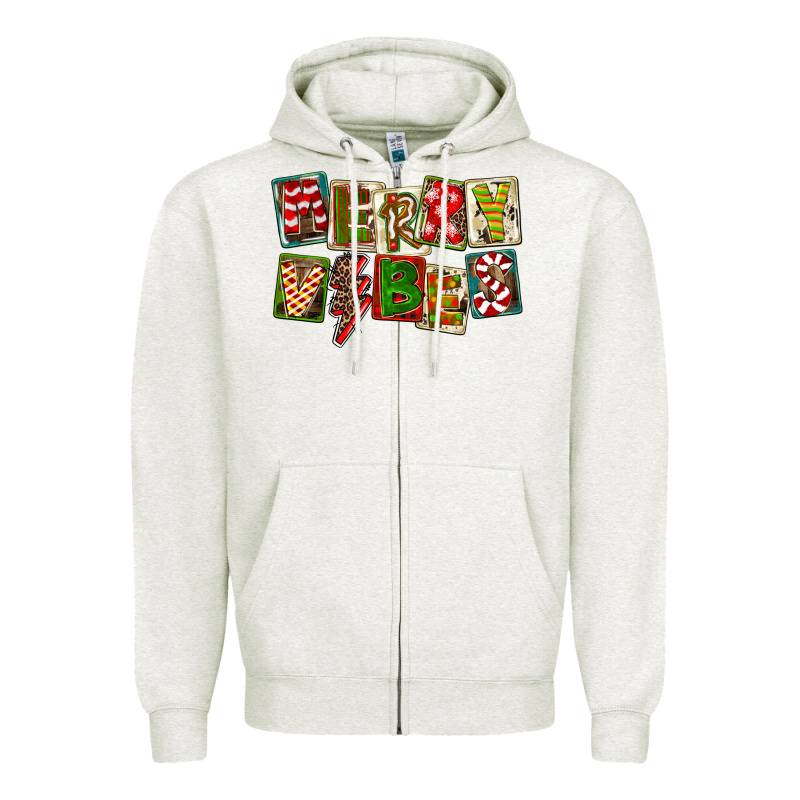 Merry Vibes Zipper Hoodie by FaDigitalArtStudio | Teevron
