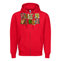 Red Merry Vibes Zipper Hoodie - FaDigitalArtStudio