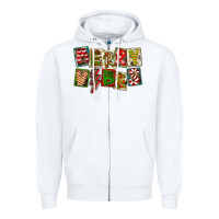 White Merry Vibes Zipper Hoodie - FaDigitalArtStudio