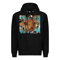 Black western roses cow Premium Hoodie - RanaPortraitStore