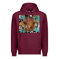 Burgundy western roses cow Premium Hoodie - RanaPortraitStore