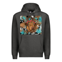 Charcoal Heather western roses cow Premium Hoodie - RanaPortraitStore