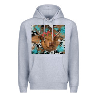 Heather Grey western roses cow Premium Hoodie - RanaPortraitStore