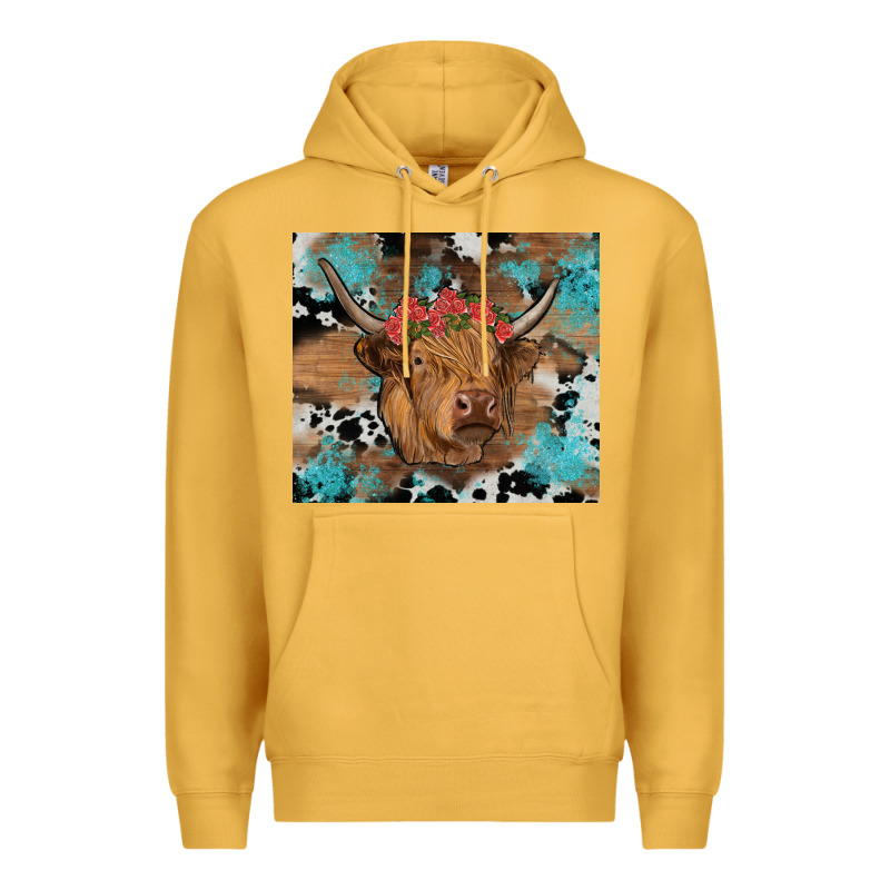 Western Roses Cow Premium Hoodie by RanaPortraitStore | Teevron