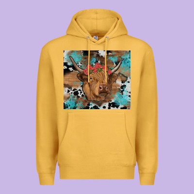 Western Roses Cow Premium Hoodie Designed By Ranaportraitstore