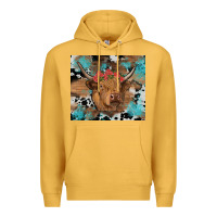 Mustard western roses cow Premium Hoodie - RanaPortraitStore