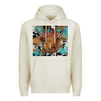 Oatmeal Heather western roses cow Premium Hoodie - RanaPortraitStore