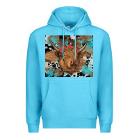Ocean Blue western roses cow Premium Hoodie - RanaPortraitStore
