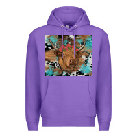 Purple western roses cow Premium Hoodie - RanaPortraitStore