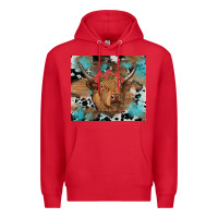 Red western roses cow Premium Hoodie - RanaPortraitStore