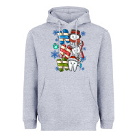 Heather Grey ho ho ho teeth Heavyweight Hoodie - CowhideDigitalArt