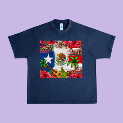 Mexican And Puerto Rico Flag Urban Heavy Tee Designed By Texasbilliewilder