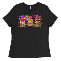 Black Mardi Gras Gnomies Cakes Flowers And Balloon Ladies Tee - BundleAndBundleShop