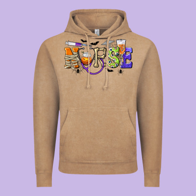 Halloween Nurse Vintage Hoodie Designed By Texasbilliewilder