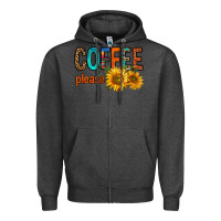 Charcoal Heather coffee please western doodle letters Zipper Hoodie - FaDigitalArtStudio